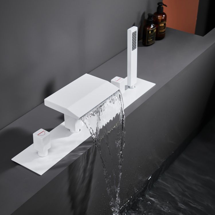 Modern Bath Faucet Trim Brass with Handheld Shower Deck-Mount Roman Bathtub Faucet