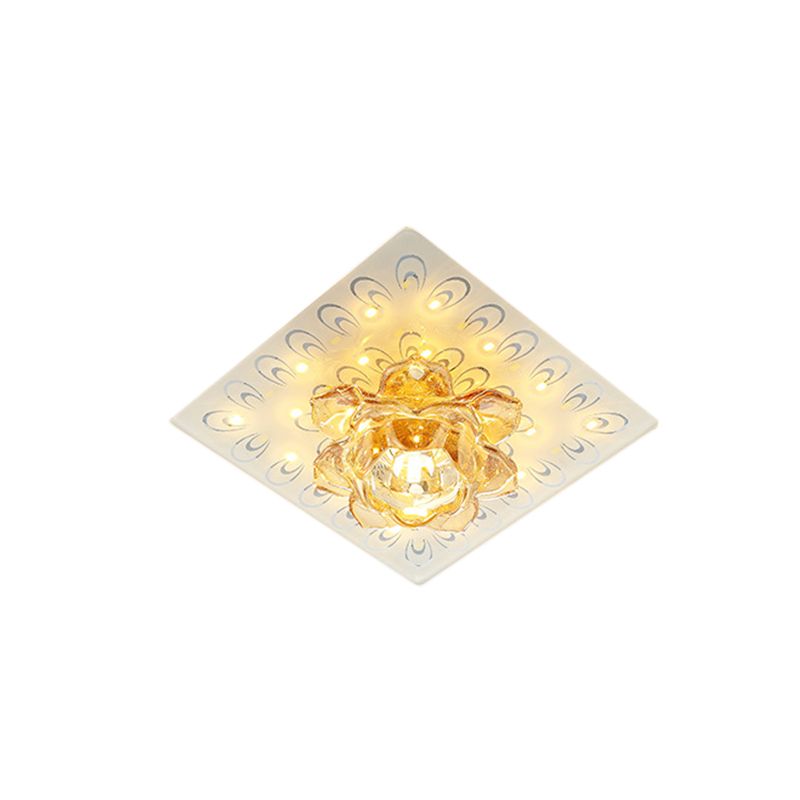 Lotus Blossom LED Ceiling Flush Modernist White Crystal Flush Mounted Lamp in Warm/White Light