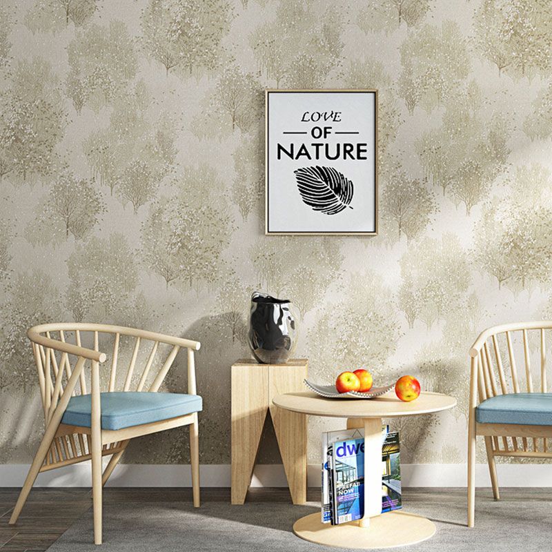 Trees and Leaves Wallpaper Roll 57.1 sq ft. Non-Woven Material Wall Covering for Bedroom