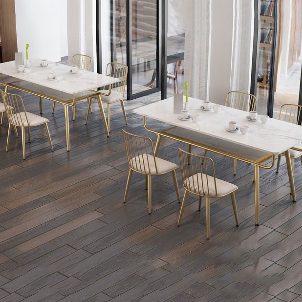Stone and Iron Table Contemporary Storage Rectangular Dining Table