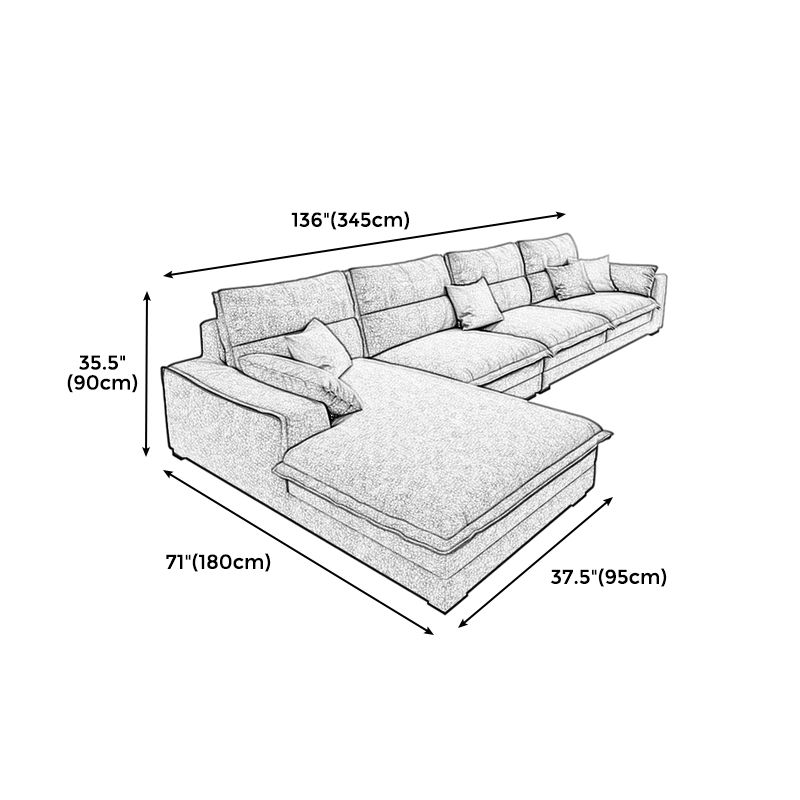 Modern Removable Cushions Slipcovered Sofa with Reversible Chaise for Living Room