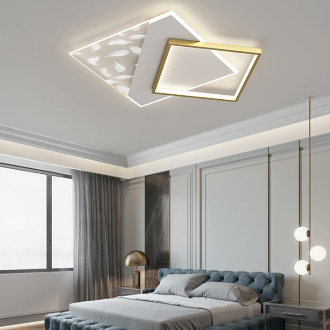 Square Feather LED Semi Flush Mount in Modern Concise Style Acrylic Ceiling Light for Bedroom