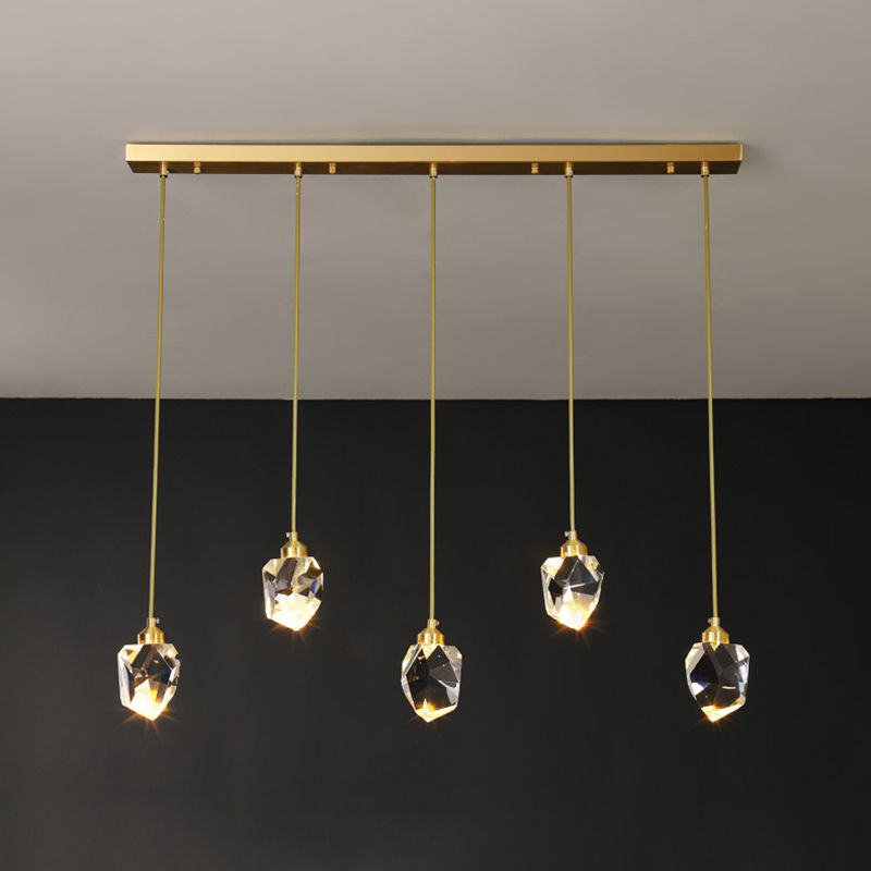 Contemporary Style Geometry Shape Island Lights Crystal Pendant Lights in Gold