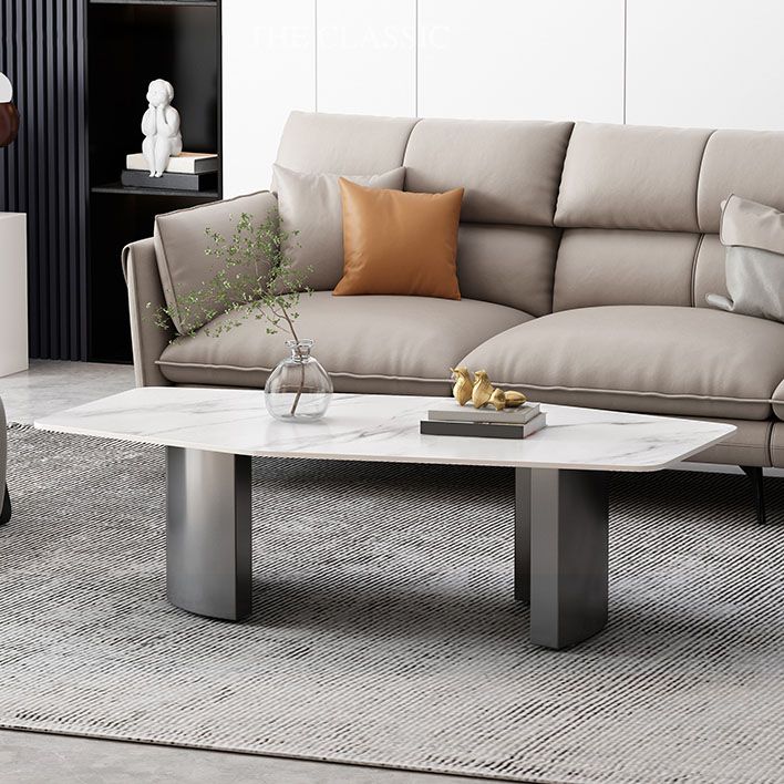 Abstract 1 Single Coffee Table Stone Top Geometric Cocktail Table