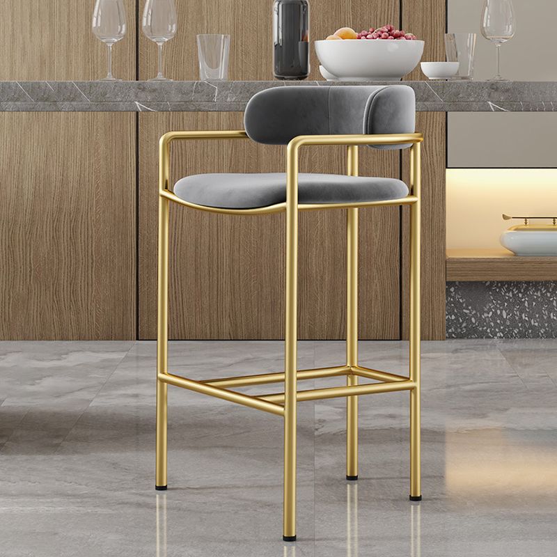 Glam Low Back Bar and Counter Stool Square Stool with 4 Gold Legs