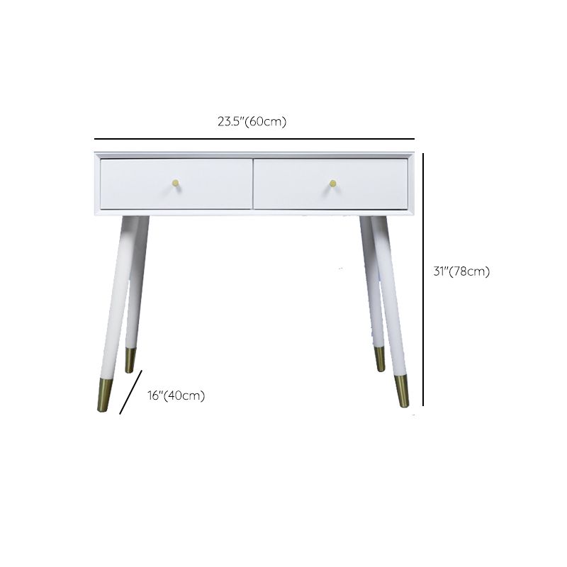 Solid Wood Vanity Desk in White Modern with Drawers Dressing Table