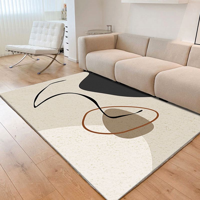 Simple Line Color Block Rug Living Room Bedroom Non-slip Carpet Stain Resistant Rug