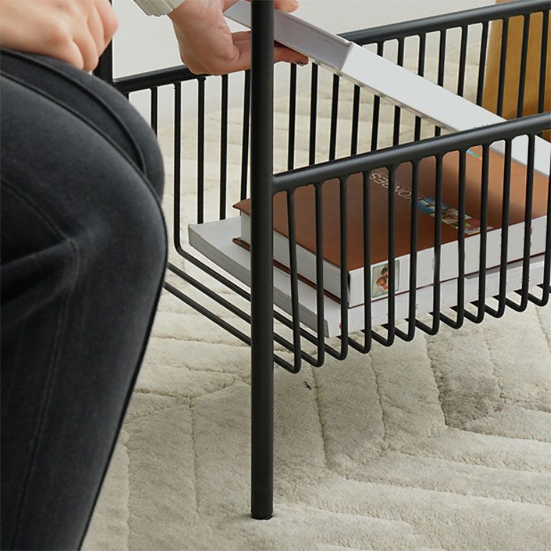Rectangle Glass/ Metal Top Side Table 27.5" Tall 4 Legs End Table with Shelf