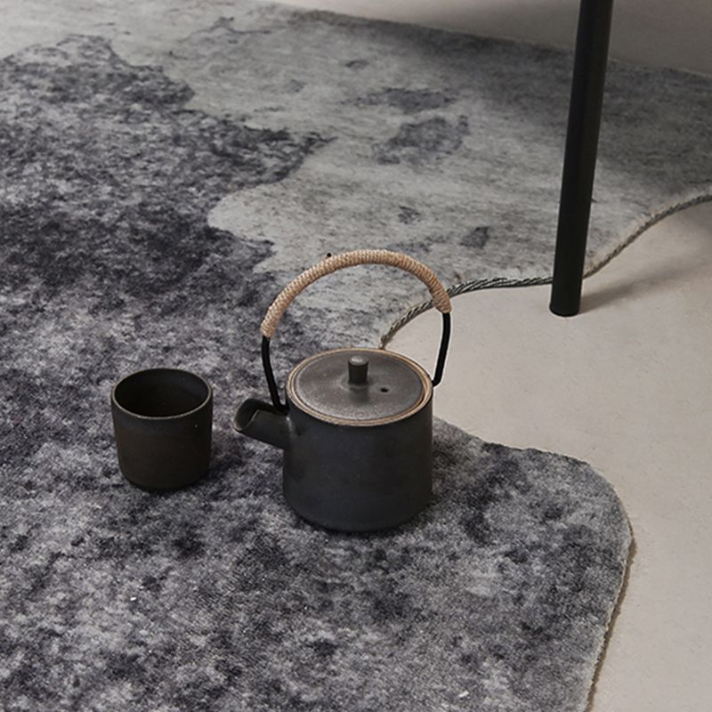 Trendy Washable Rug Modern Gray Polyester Rug Novelty Shape Carpet for Home Decor