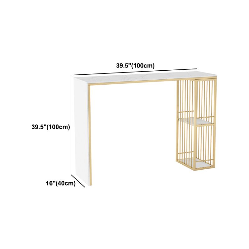 Glam Style Bar Table Faux Marble Bar Dining Table with Storage Shelf