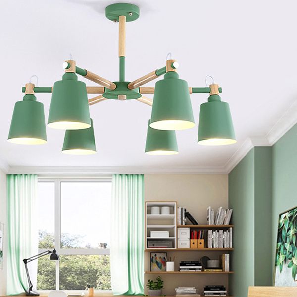 Macaroon Hanging Lamp Fixture Tapered Shade Metal Hanging Lights for Living Room