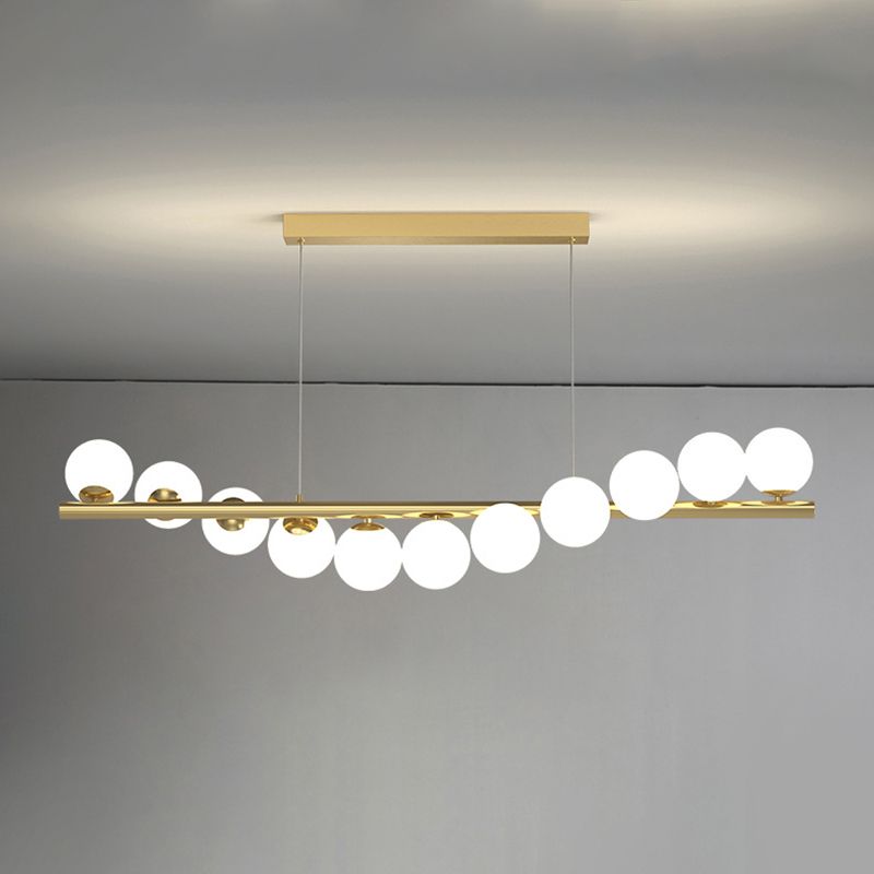 Ball Shape Glass Island Chandelier Modern Style Multi Lights Island Ceiling Light in Gold