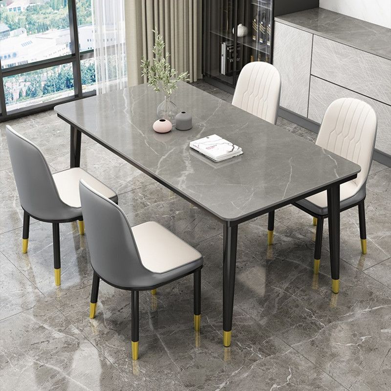 Simple Sintered Stone Top Dining Table Rectangle Shape Standard Dining Table for Kitchen
