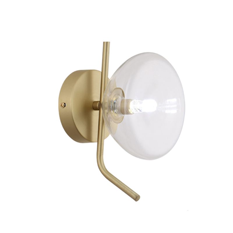 Clear Glass Dome Wall Mounted Light Postmodern 1 Light Sconce Light with Gold Arm