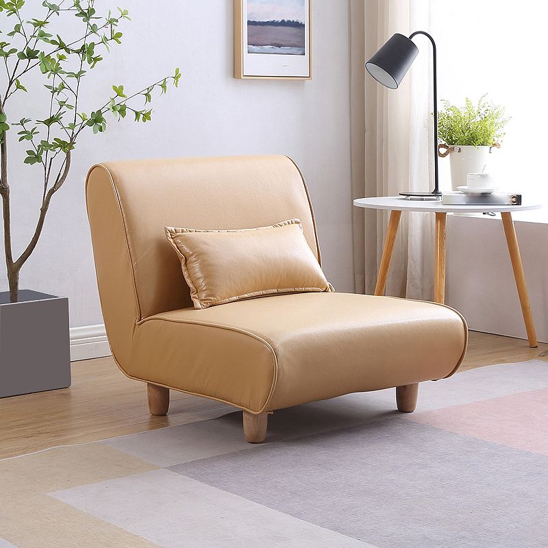 24.4" Wide Faux Leather Fixed Back Sponge Armless Slipper Chair