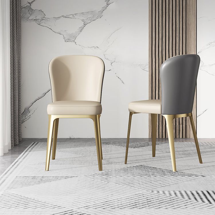 Silla de comedor de cocina estilo Glam, silla lateral sin brazos de comedor de metal