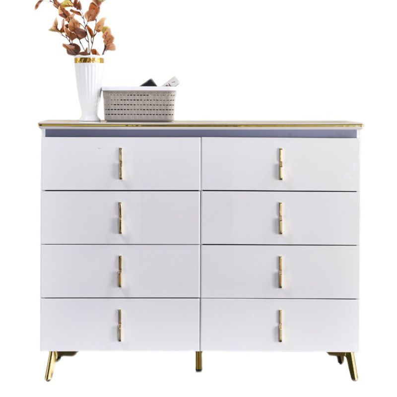 Glam Stone Chest 17.7" Wide Bedroom Chest in White with Drawers