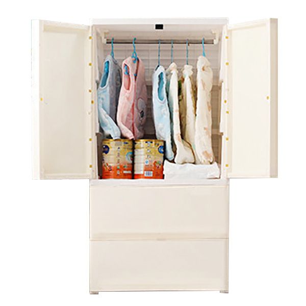 Contemporary Wardrobe Armoire with Drawer Plastic Wardrobe Cabinet