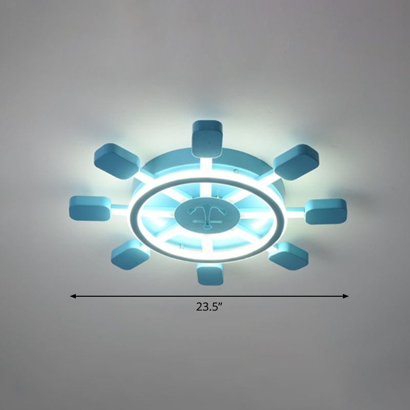 Aluminio Rudder Flush Lave Light Ychilrens Sky Blue LED Flush Light Fixture for Bedroom