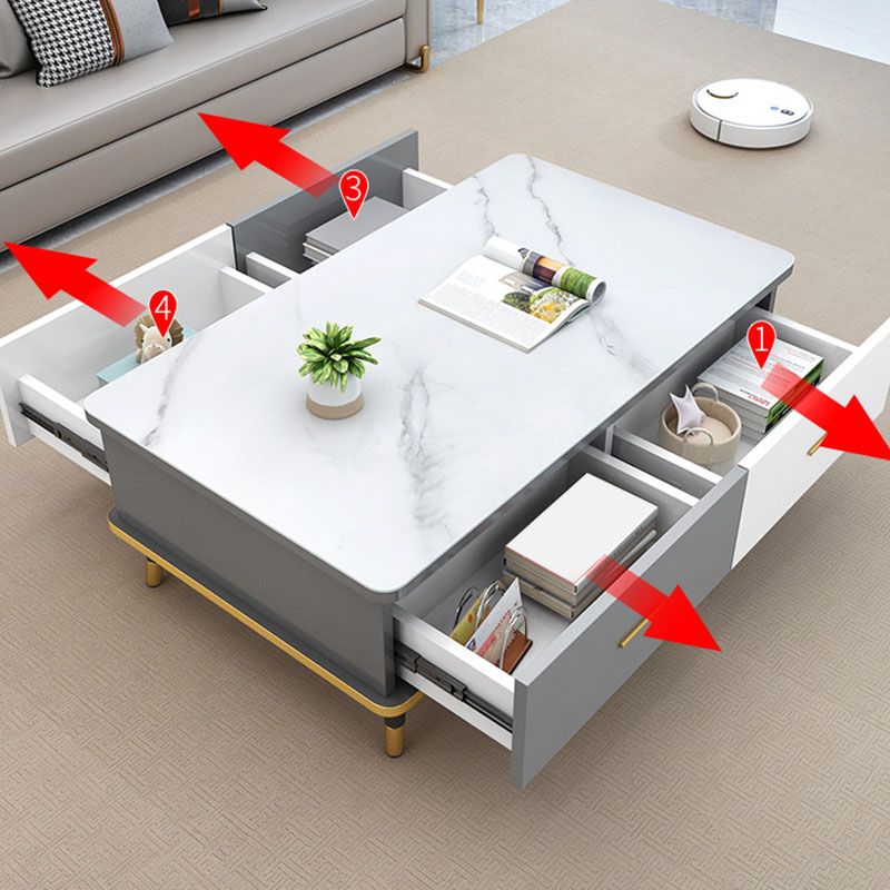 Modern Style Rectangular Design Toughened Glass Top Coffee Table