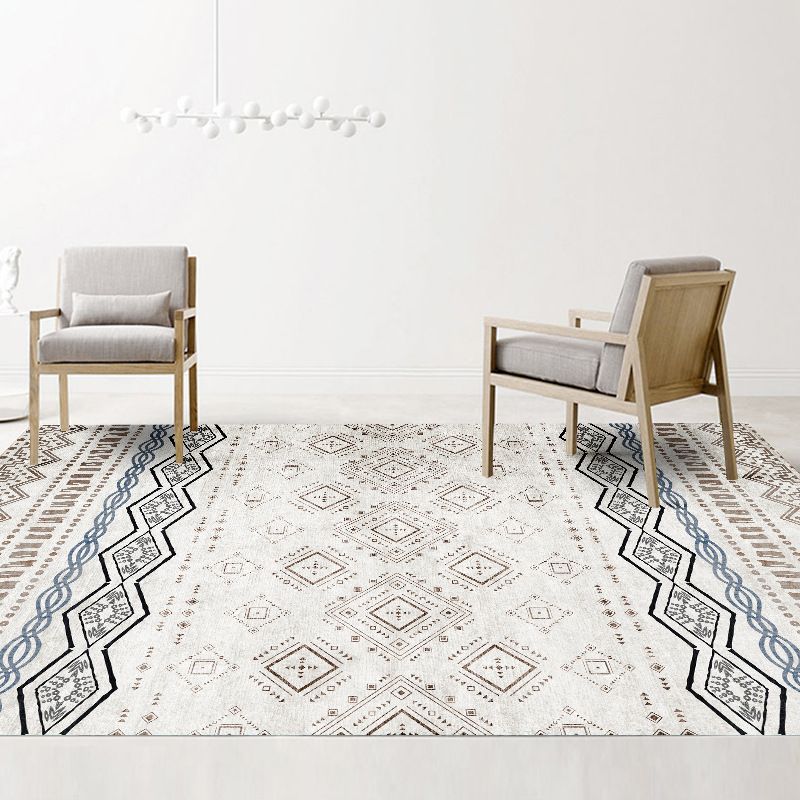 Exotic Multi-Color Boho Rug Polyester Seamless Geometric Pattern Rug Anti-Slip Pet Friendly Machine Washable Carpet for Room