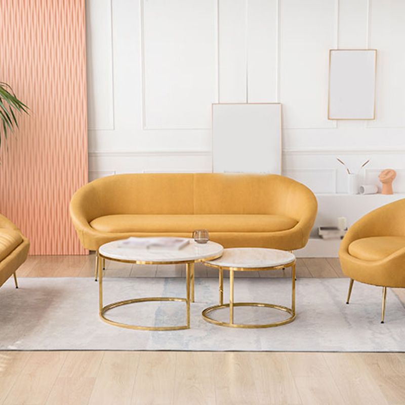 Sofa en cuir faux milieu du siècle moderne 30,31 "Sofa courbe de haut