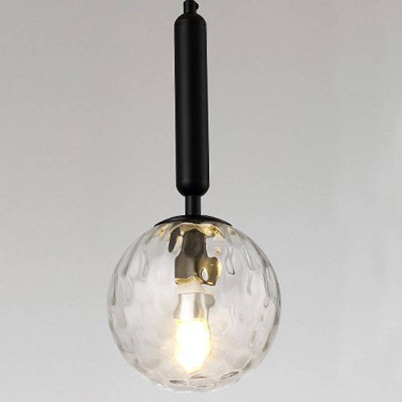 Mitte des Jahrhunderts sphärisch hängende helle leichte, kräuselte Glas 1-Licht-Tropfenanhänger für Wohnzimmer