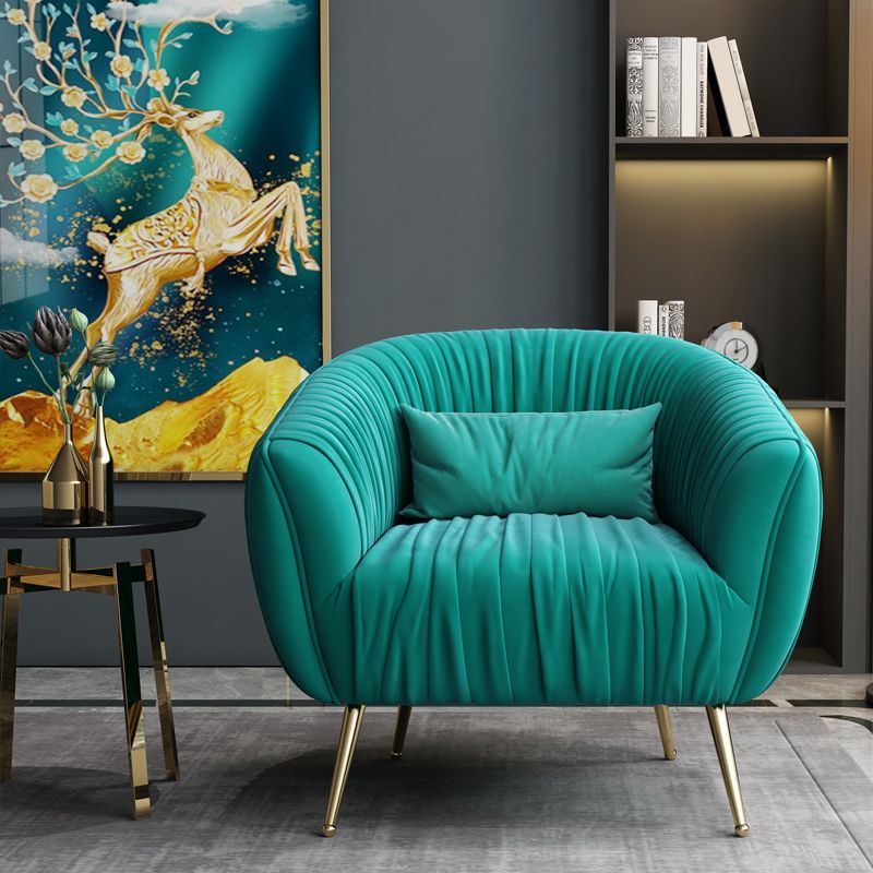 Modern Pillow Back Chair Solid Color Upholstered Sloped Arms Chair