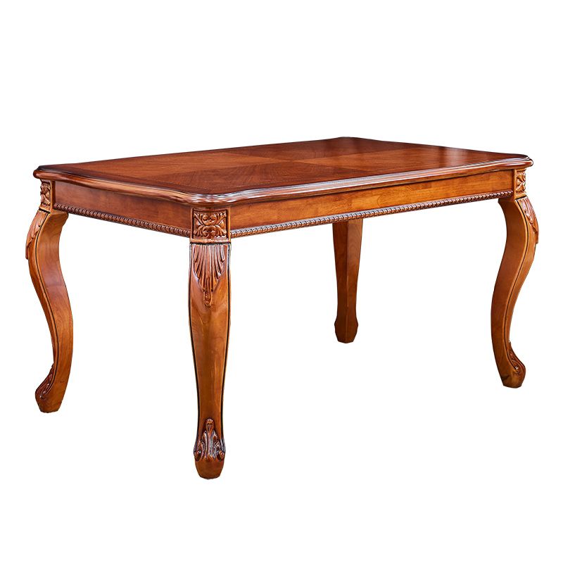 Table à manger moderne de forme rectangulaire Tableau brun à tons bruns avec 4 jambes