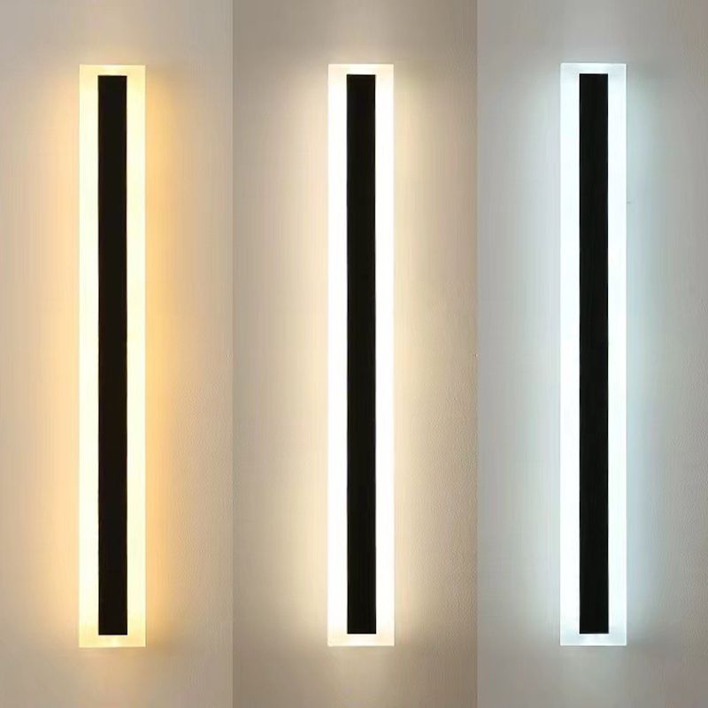 Linear Outside Wall Light Fixture Modern Metal 1 Light in Black Finish