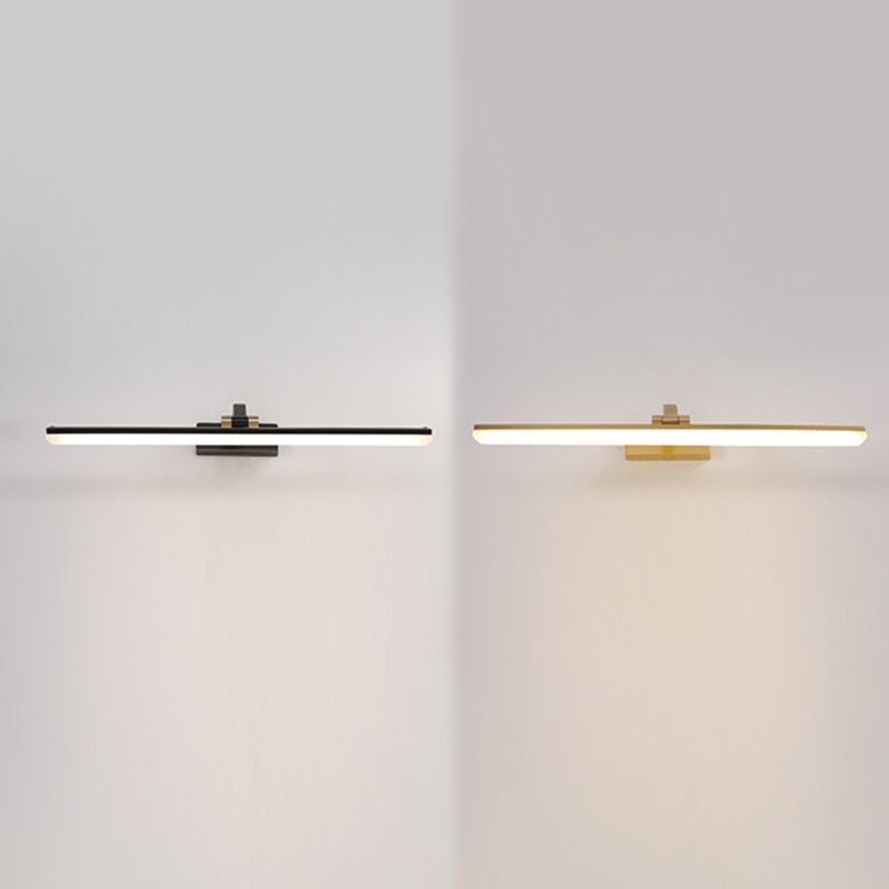 Brass Straight Mirror Light Modern Style Single Light Wall Lamp for Bathroom