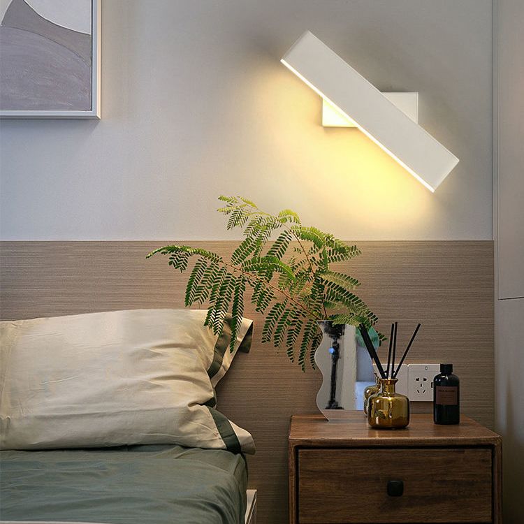 Rectangular LED Rotatable Wall Sconce in Modern Concise Style Wrought Iron Wall Lamp with Acrylic Shade