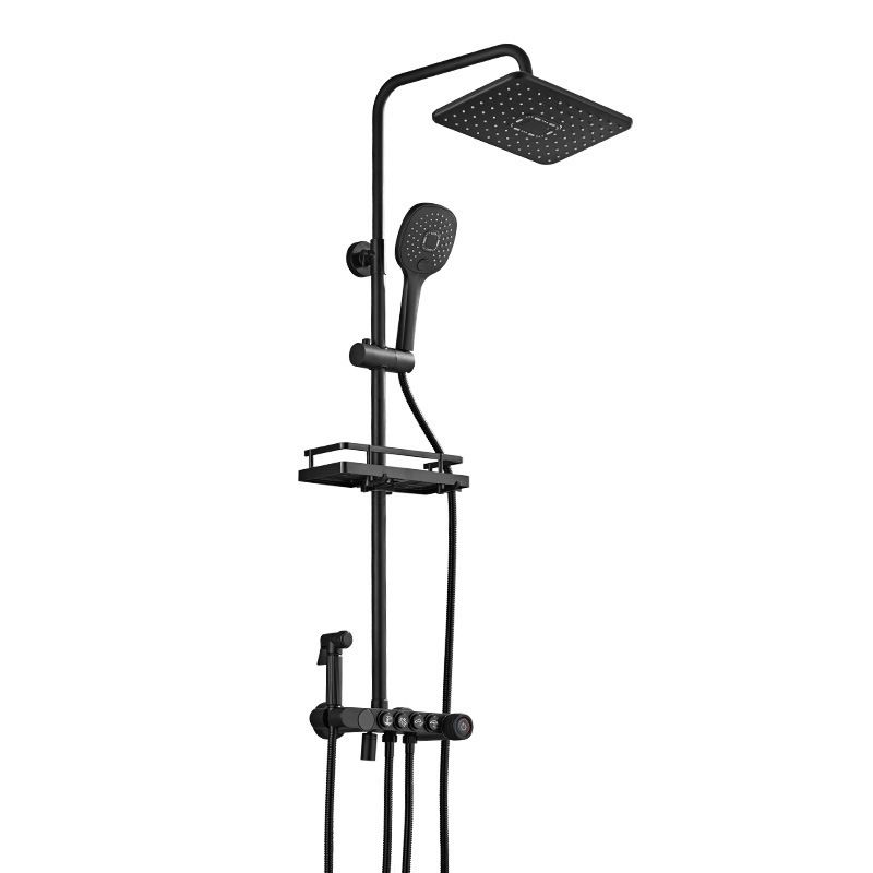 Modern Volume Control Shower Dual Shower Head Square Shower Faucet with Massage Jets