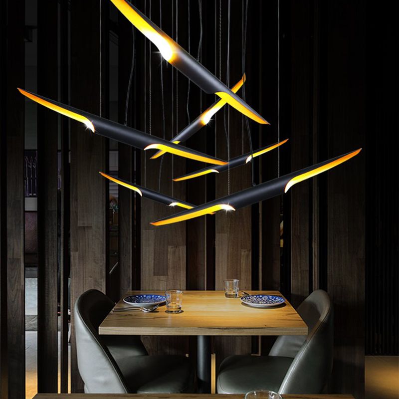 Industrial Pendant Light Linear Shape Island Lamp with Metal Shade for Living Room