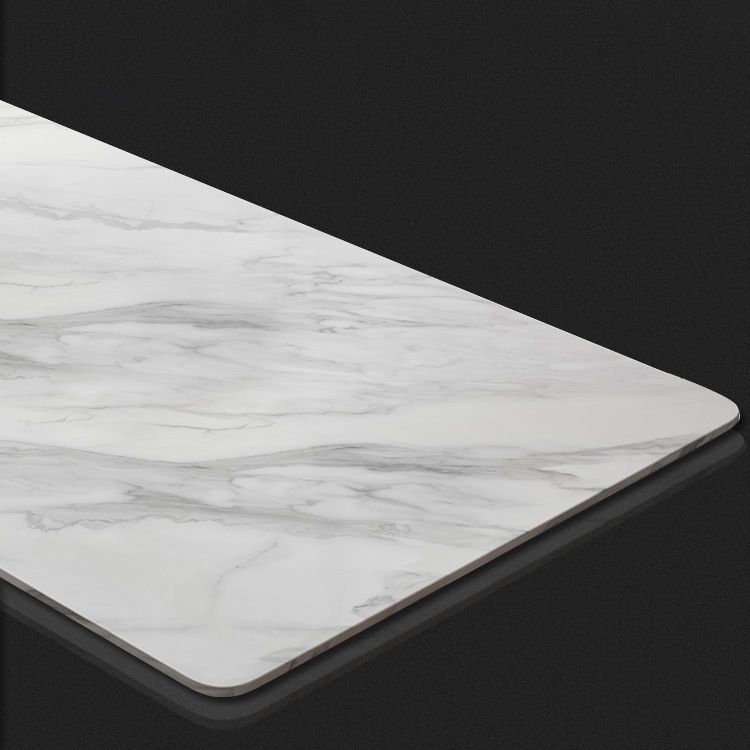 Mesa de estilo simplicidad rectángulo de piedra sinterizada mesa de comedor de base de pedestal doble para el hogar