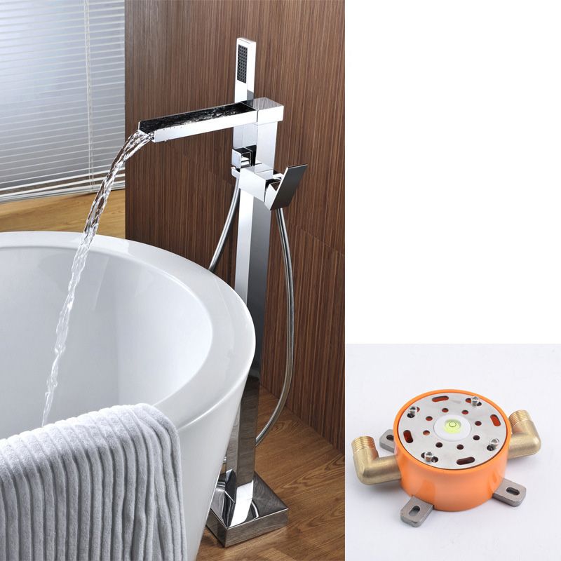 Modern Freestanding Tub Filler Trim Copper Floor Mounted Freestanding Bathtub Faucet
