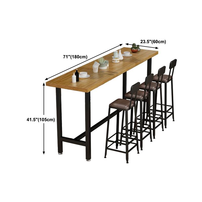 Modern Style Rectangle Bar Table Solid Wood Bistro Bar Desk with Trest