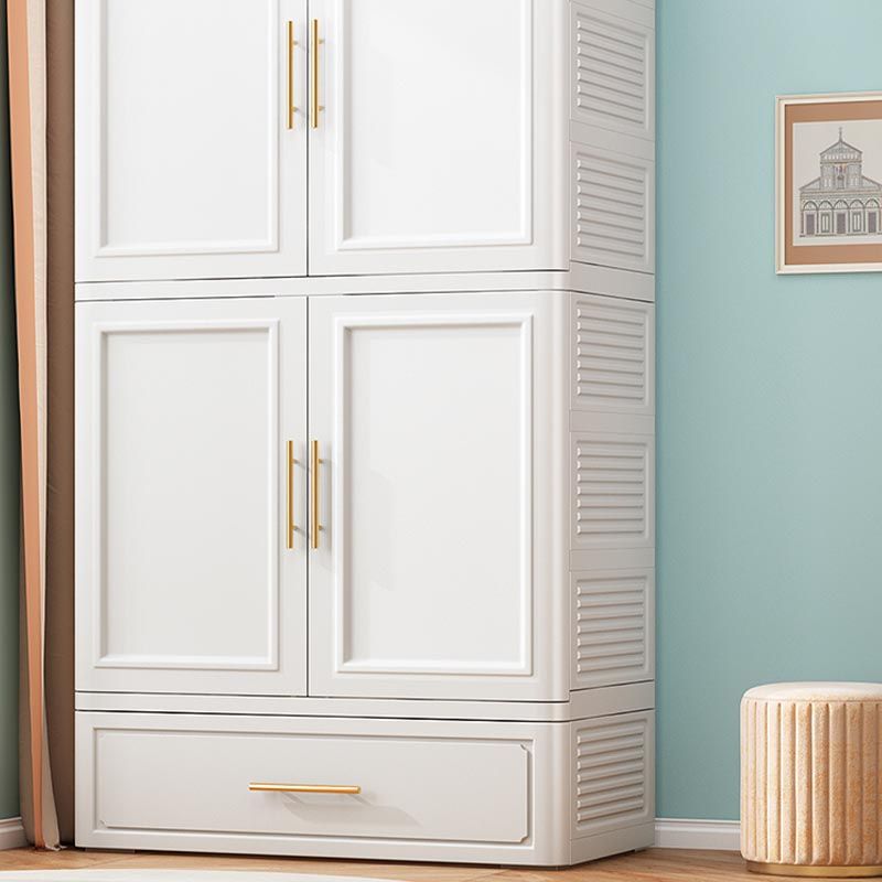 Contemporary 2-Door Wardrobe Armoire Plastic Storage Cabinet