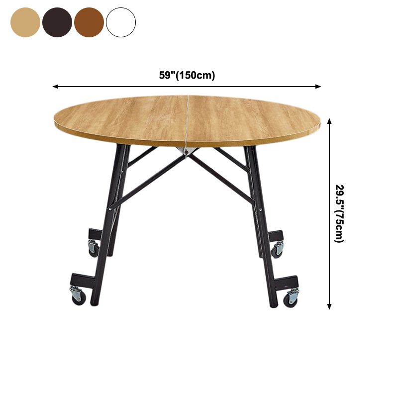 Mid-Century MDF Kitchen Dining Table Round Shape Standard Dining Table with Double Pedestal Base