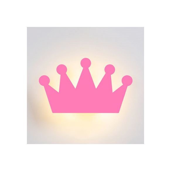 Mooie cartoon kroon wandmuur licht houten energiebesparende ledwand sconce voor kinderslaapkamer
