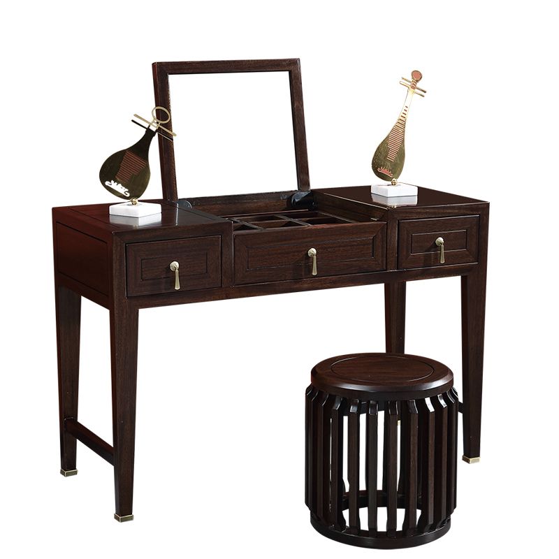 Solid Wood Vanity Dressing Table Traditional Flip-Top Makeup Vanity Table