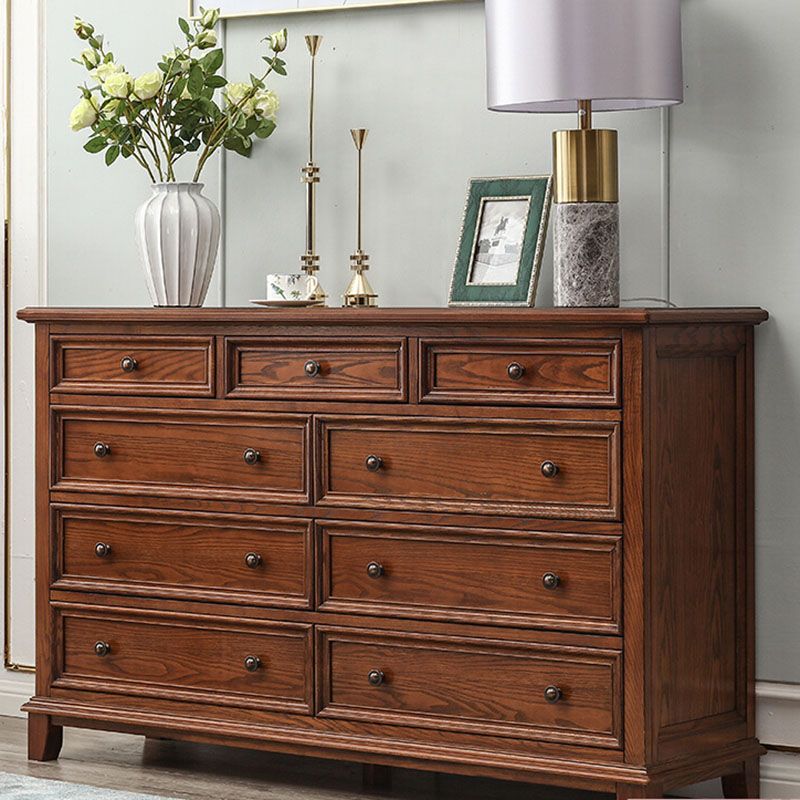 Traditional Dresser Solid Wood Storage Chest Dresser with 9 Drawers