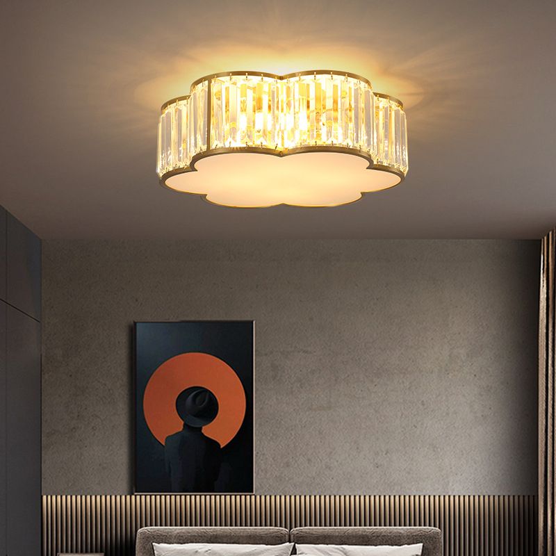 Plafonnier en laiton et cristal de Style rétro colonial, montage encastré en cuivre pour le salon