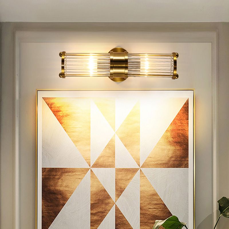 Éclairage d'intérieur Lampe de montage mural 2 têtes Crystal LED Vanity Lights in Gold Finish