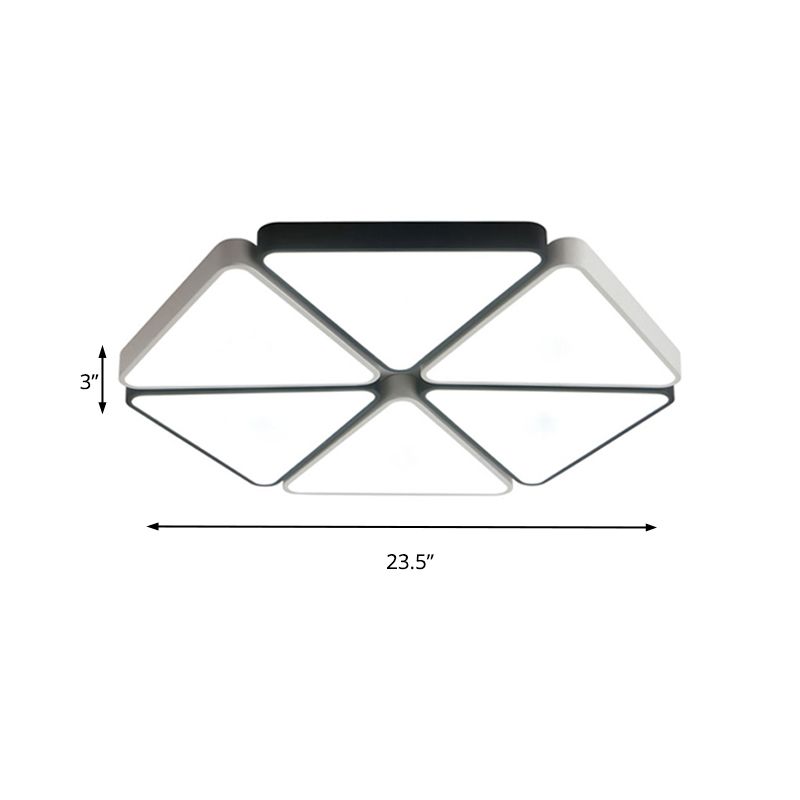Contemporary Hexagon Flush Mount Halterung Acryl Warm/Weiß Licht LED Wohnzimmer-Deckenleuchte in Weiß, 19.5 "/23.5" Breite
