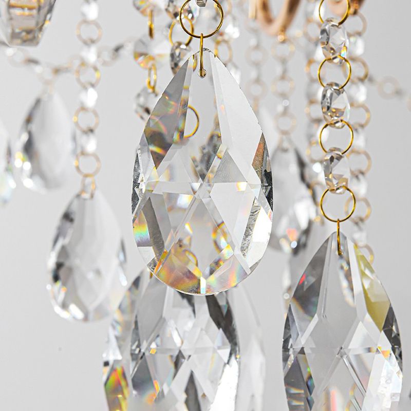 Candle Chandelier Light Fixtures American Style Multi-Head Suspension Pendant Lamps with Crystal