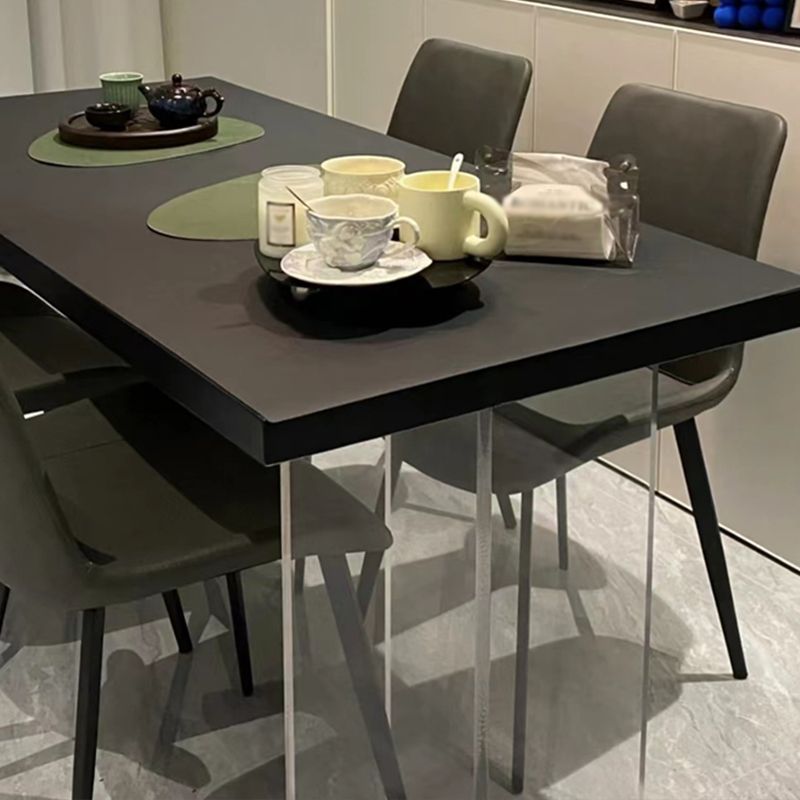 Rectangle Wood Top Dining Table Acrylic Base Modern Dining Table for Living Room