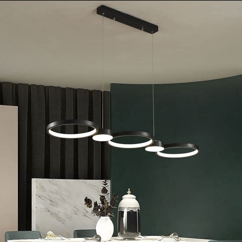 Black Linear LED Island Light in Modern Simplicity Aluminium Pendant Light with Acrylic Shade