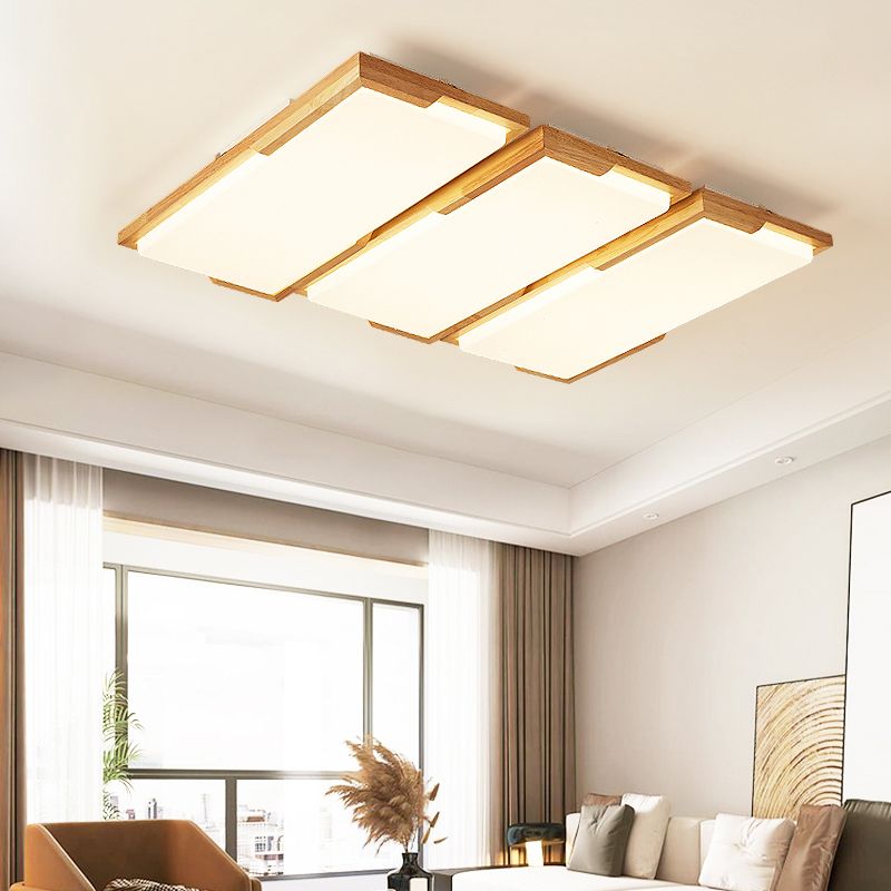 Plafonnier LED moderne en bois, luminaire de plafond encastré pour le salon