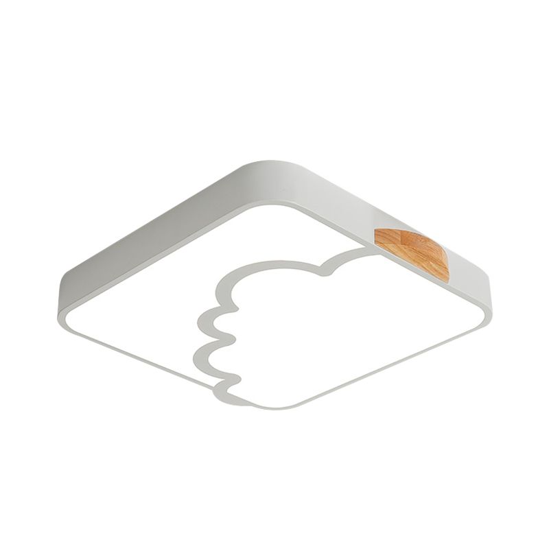Quadratische Deckenflush Mount Minimalistische Acryl LED Schlafzimmer Flushmount Beleuchtung in Grau/Weiß/Grün mit Holz Detail